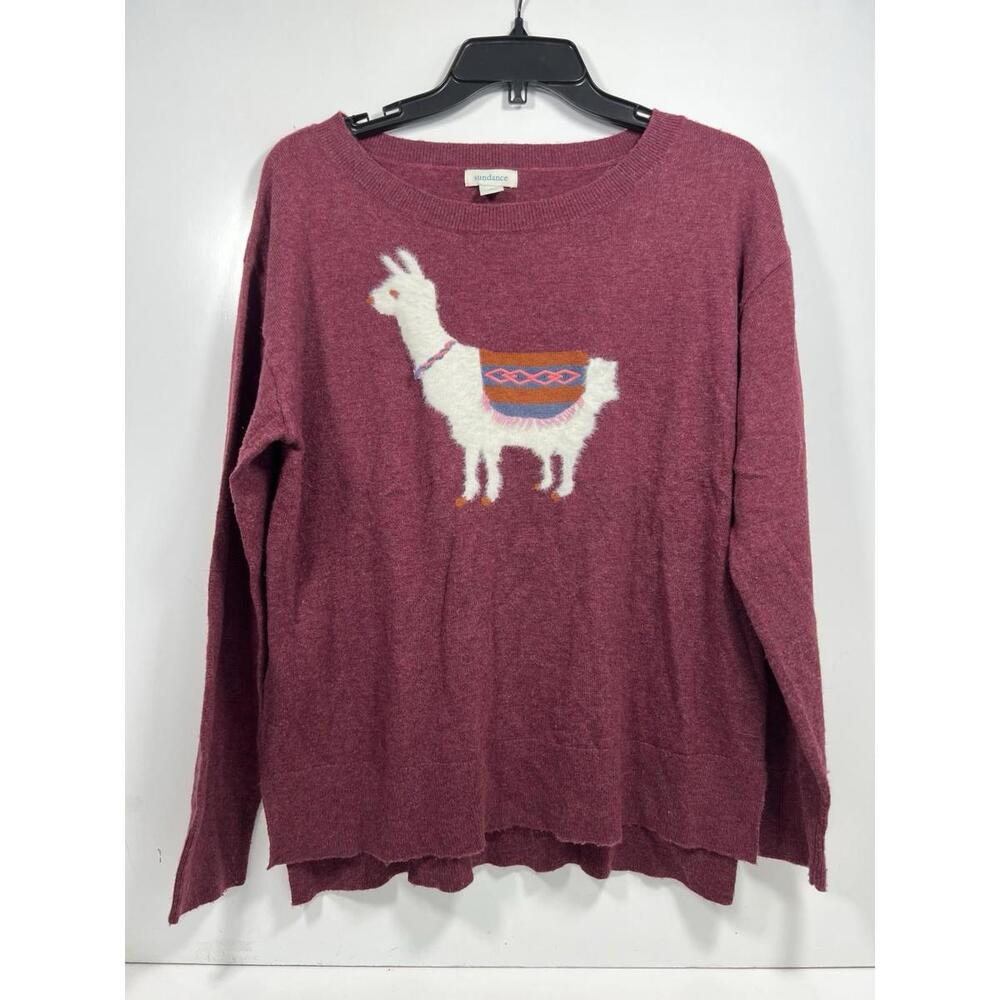 Sundance Laid Back Llama Sweater Sz S Burgundy Wool Blend Casual Preppy  Western